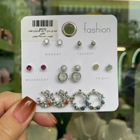  عکس7 پک گوشواره هفت جفتی نقره ای